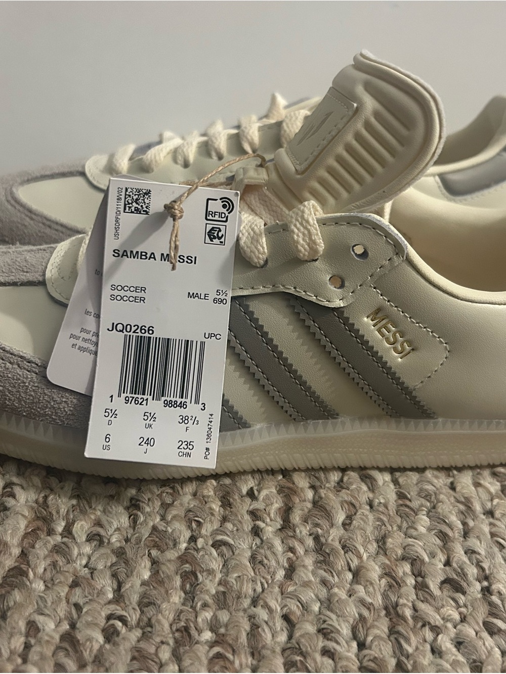 adidas Samba Messi Sneakers in Cream and Gray